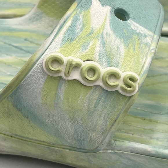 CROCS Classic Marbled Tie Dye 2 Strap Sandals Slides Water Green Women 11 Men 9 - Picture 4 of 14